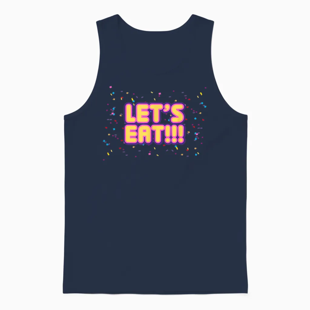 Let's Eat!!! Unisex Tank Top in Navy