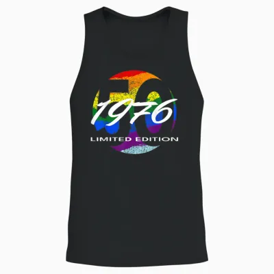 50th Birthday Man Woman 50 Years 1976 Funny Gift Unisex Tank Top - Black
