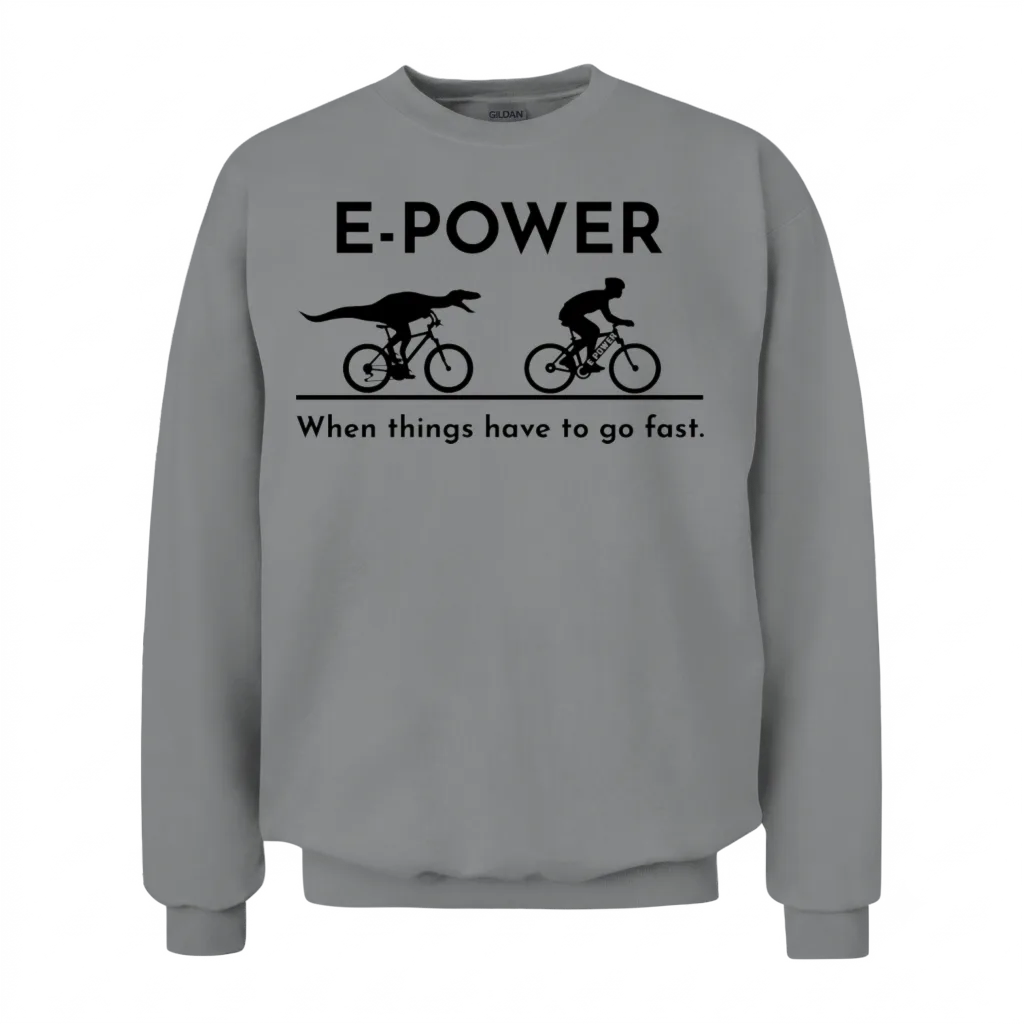 Velociraptor Chasing E-Biker Unisex Sweatshirt - Sport Grey