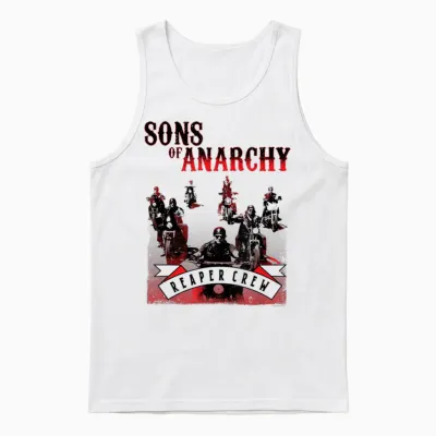 Sons of Anarchy Black and Red Unisex Tank Top - White