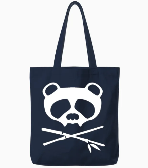 Panda Vampire Skull Halloween Gift Tote Bags in Navy