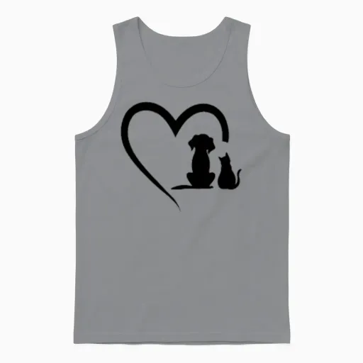 Dog Puppy Dog Cat Heart Dog Lover - Cat & Dog Unisex Tank Top - Sport Grey
