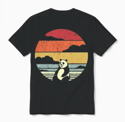 Panda Retro Bear Unisex T-Shirt - Black
