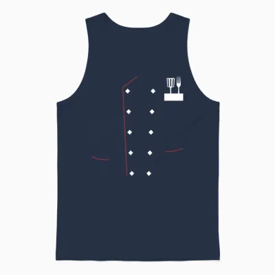 Chef Uniform Jacket Faux Cook Chef Master Cooking Costume T-Shirt, Black, S Unisex Tank Top - Navy
