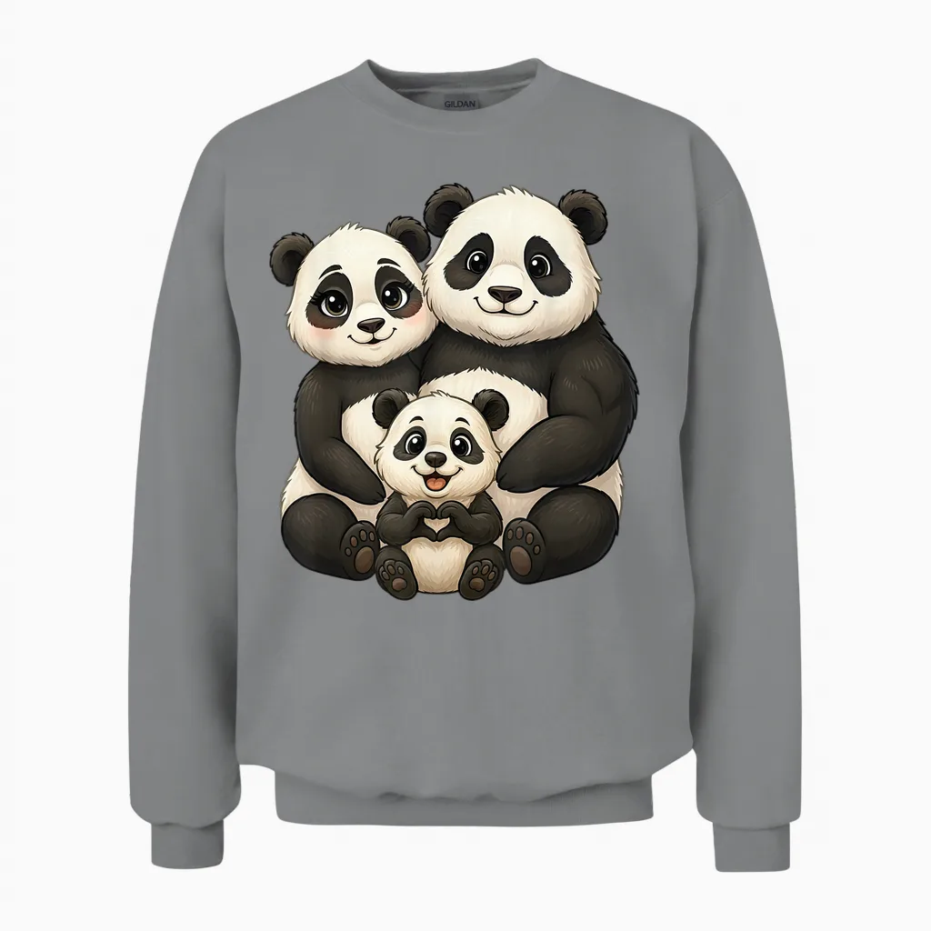 Panda Mit Familie | Süßer Pandabär Mit Panda Mama & Papa Unisex Sweatshirt in Sport Grey