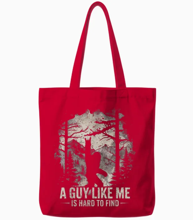 Funny Big Foot Rock a Guy Like Me Is Hard to Find Sasquatch Tote Bags in Red