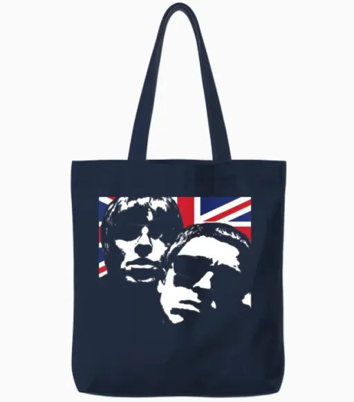 Oasis Band Liam & Noel Reformed Tote Bags in Navy