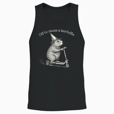 Whimsical Capy Wizard off to Cause a Kerfuffle Meme Capybara Unisex Tank Top - Black