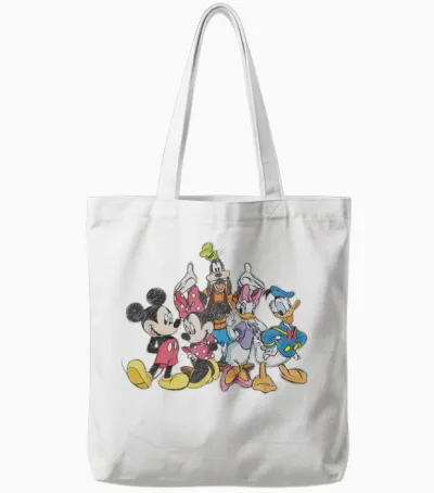 Disney Mickey Mouse and Friends Short Sleeve Tote Bags - White