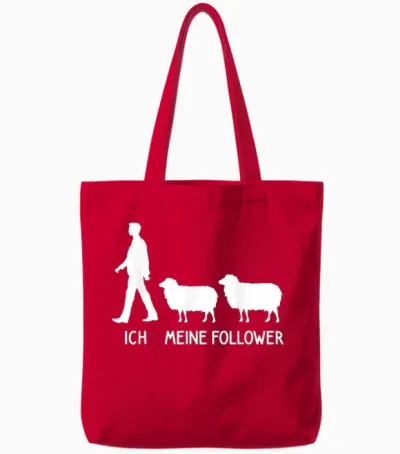 Lustiges Landwirt Bauer Schaf Hirte Sheep Kostüm Ich Meine Follower Sheep Breeder Lover Sheep Saying T-Shirt Black Small Eu Small Regular M Tote Bags - Red