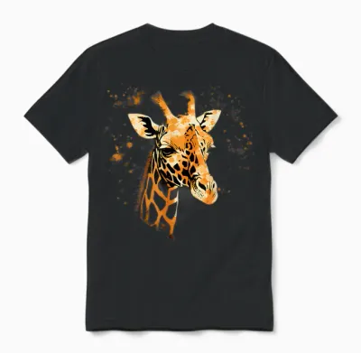 Giraffe, Tierporträt, Nature Splash, Kunstwerk Savanne Unisex T-Shirt - Black