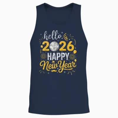 Hello 2026 Happy New Year Family Matching Fireworks Balloons Unisex Tank Top - Navy