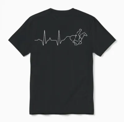 Herzschlag Reiten Puls Pferde Geschenk Frequenz Unisex T-Shirt - Black