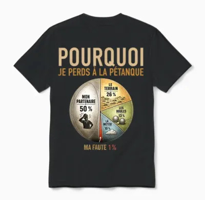 Bouliste Perdant Pourquoi Je Perds à La Pétanque Unisex T-Shirt - Black