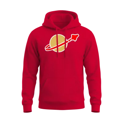 Retro Spaceman Brick Toy Kids & Lego Fan Gift Unisex Hoodie - Red