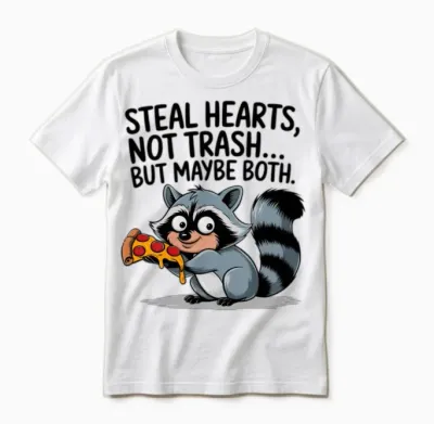 Funny Raccoon Unisex T-Shirt - White