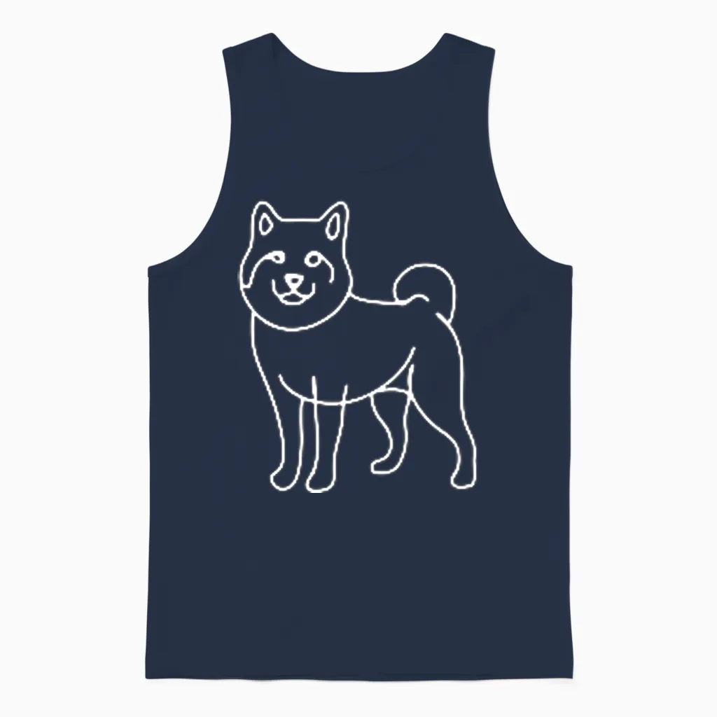 Shiba Inu Minimalismus Hunde Unisex Tank Top in Navy