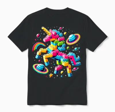 Unicorn Blocks Master Funny Builder Building Blocks Bricks Unisex T-Shirt - Black