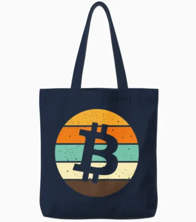 Retro Bitcoin Vintage Crypto Blockchain Tote Bags - Navy