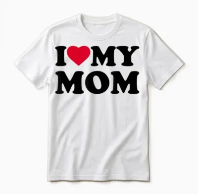 I Love My Mom Heart Grandma Family Unisex T-Shirt - White