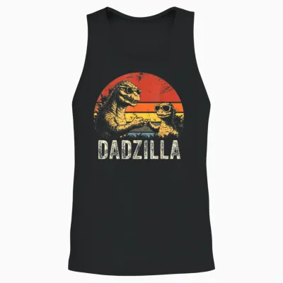 Vintage Dadzilla Father of the Fist Bump Dad Son Daughter Unisex Tank Top - Black