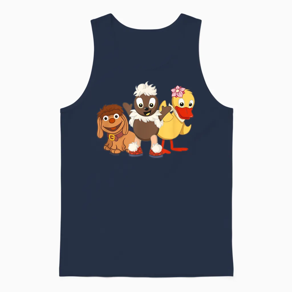 Pittiplatsch, Schnatterinchen Und Moppi - Drei Freunde Unisex Tank Top in Navy