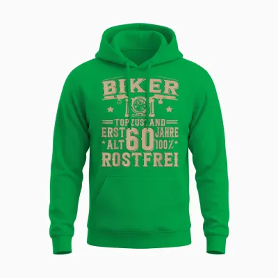 60 Geburtstag Mann Biker 60 Jahre Motorrad Unisex Hoodie - Irish Green