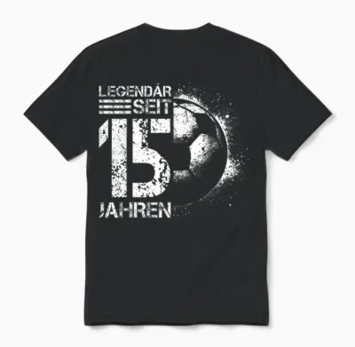 15. Geburtstag Deko Fussball Spieler 15 Jahre Junge Teenager Unisex T-Shirt - Black