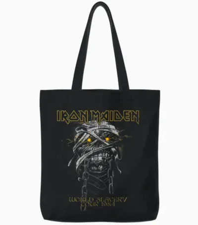 Iron Maiden Powerslave Head Mummy Brown Tote Bags - Black