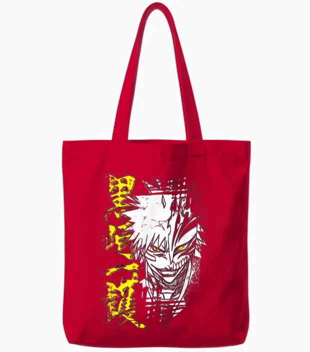 Bleach Ichigo Hollow Outline Sketch Anime Tote Bags in Red