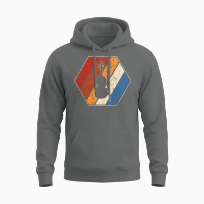 Violin Retro Unisex Hoodie - Graphite Heather