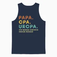 Men's T-Shirt with German Text "dad Grandpa Uropa" Retro Fur Father's Day Bester Papa Aller Zimen, Black, S Unisex Tank Top in Navy - 1