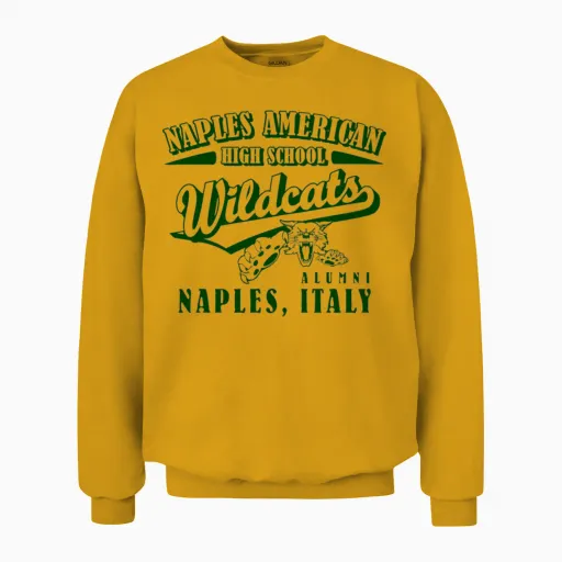 Naples American High School Wildcats Alumni Green Unisex Sweatshirt in Gold