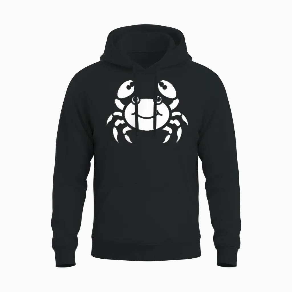 Humor Animals Crabs Minimalist Simple Crab T-Shirt, Black, S Unisex Hoodie in Black