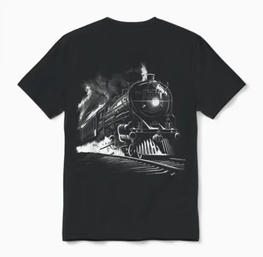 Steam Train Locomotive Train Vintage Train T-Shirt, Black, S Unisex T-Shirt in Black