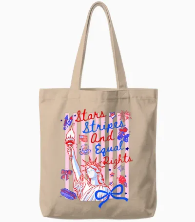 Stars Stripes and Equal Rights 4th of July Liberty Women Tote Bags - Natural
