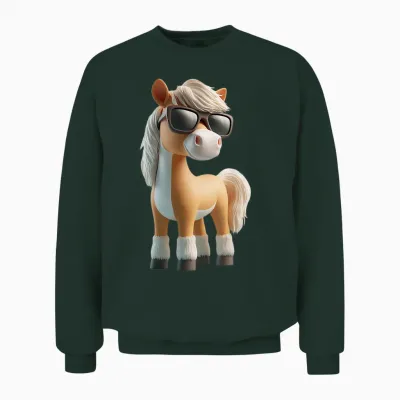 Cooles Pferdemotiv Mit Sonnenbrille Pferd Pony Unisex Sweatshirt - Forest