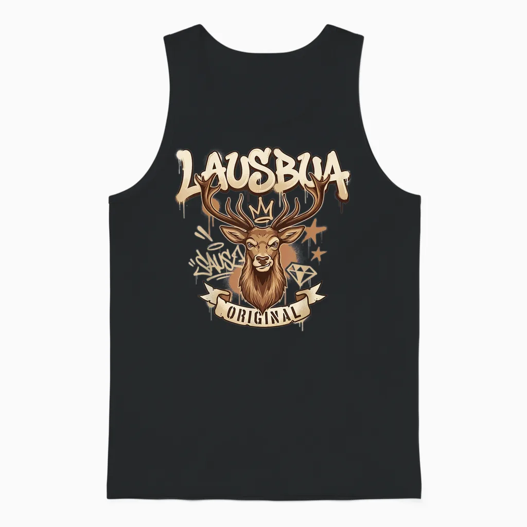 Herren Trachtenshirt Kinder Trachten Shirt Jungen Lausbua Unisex Tank Top in Black