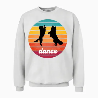 Retro Dance Dogs Unisex Sweatshirt - White