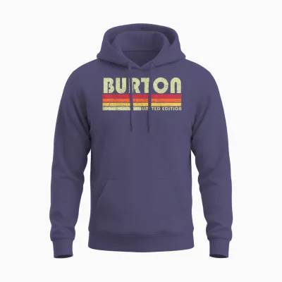 Burton Last Name Funny Retro Vintage 80s 90s Style Unisex Hoodie - Heather Sport Dark Navy
