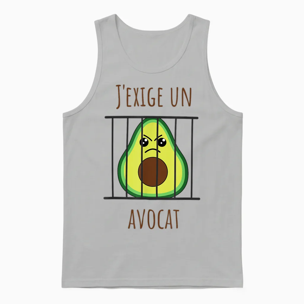 Cute and Furious Avocado - Kawaii Humor T-Shirt, Grey, S Unisex Tank Top in Ash