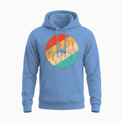 Flamingo Retro Heartbeat Unisex Hoodie - Carolina Blue