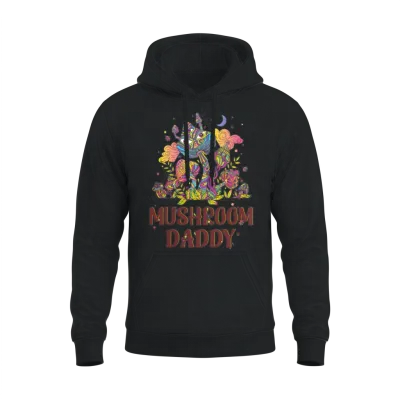 Retro Mushroom Daddy Unisex Hoodie - Black