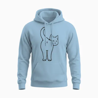 Hi Cat Butt Unisex Hoodie - Light Blue