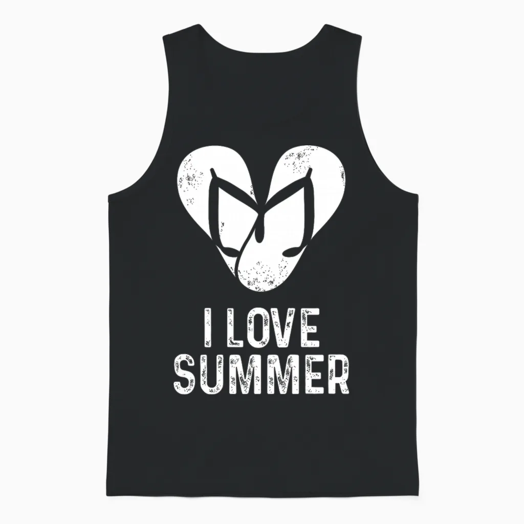 Tongs Blanches En Forme De Cลur I Love Summer Pour Hommes, Femmes, Enfants T-Shirt Haut De Gamme Unisex Tank Top in Black