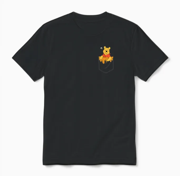 Disney Winnie the Pooh Hunny in My Pocket T-Shirt, Black Unisex T-Shirt in Black