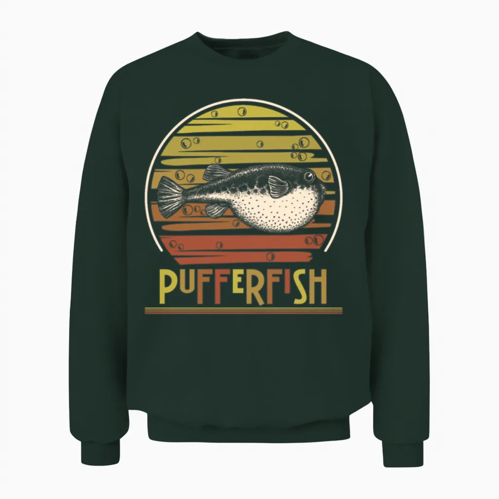 Blowfish Balloonfish Retro Pufferfish Unisex Sweatshirt - Forest