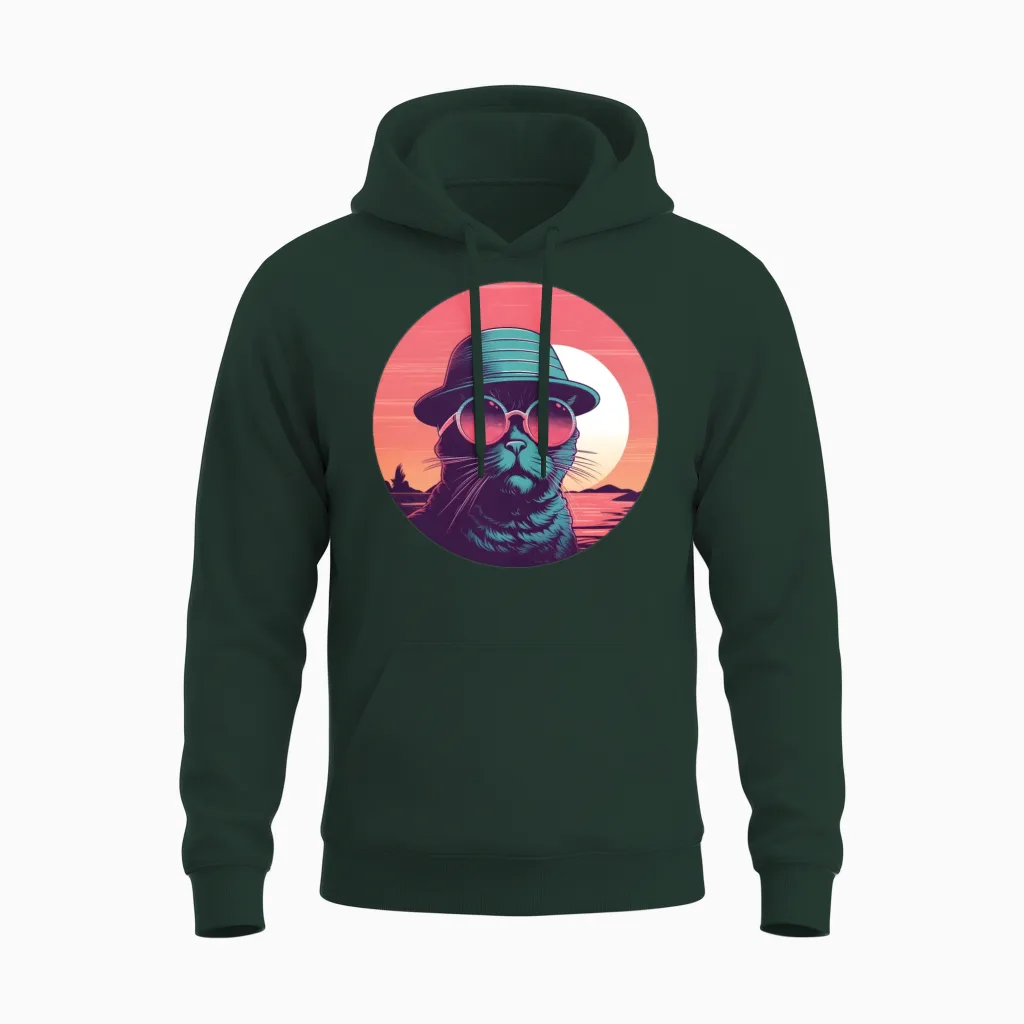 Retro Cat Lovers Vintage Unisex Hoodie - Forest