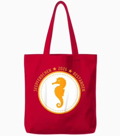 Seepferdchen Bestanden Frühschwimmer Abzeichen 2026 Tote Bags - Red