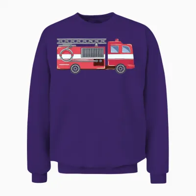 Feuerwehr T-Shirt Kinder Mit Rotem Feuerwehrauto Unisex Sweatshirt - Purple